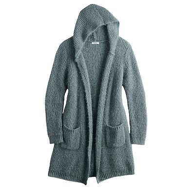 Women's Nine West Sweater Hooded Car Coat Cardigan