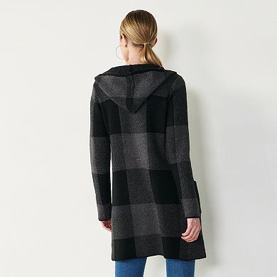 Women's Nine West Sweater Hooded Car Coat Cardigan