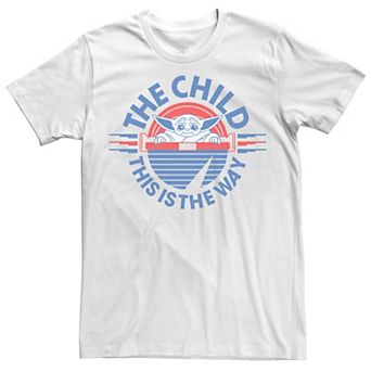Men's Star Wars: The Mandalorian The Child Retro White & Blue Pod Tee