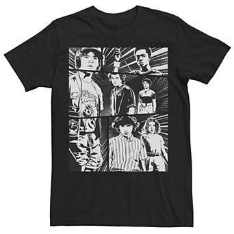 Men's Stranger Things Group Shot Comic Strip Stare Down Tee