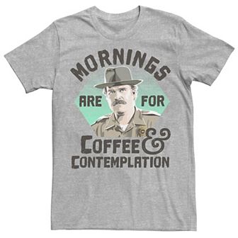 Men's Stranger Things Hopper Mornings Are For Coffee Contemplation Tee