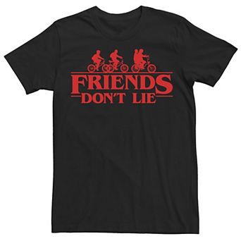 Men's Stranger Things Group Shot Red Friends Don't Lie Tee