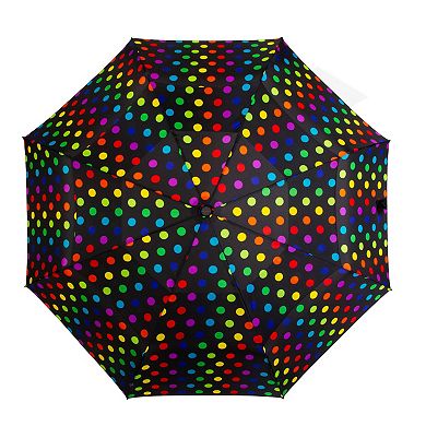 ShedRain Vortex Vented Auto Open & Close Compact Rainbow Dot Umbrella