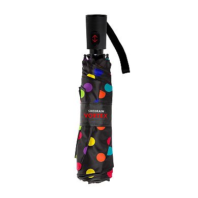 ShedRain Vortex Vented Auto Open & Close Compact Rainbow Dot Umbrella