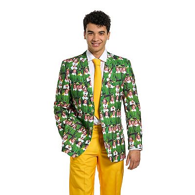 green emerald velvet dress Red Sequin All Over Blazer with Tie: Men's Christmas Outfits