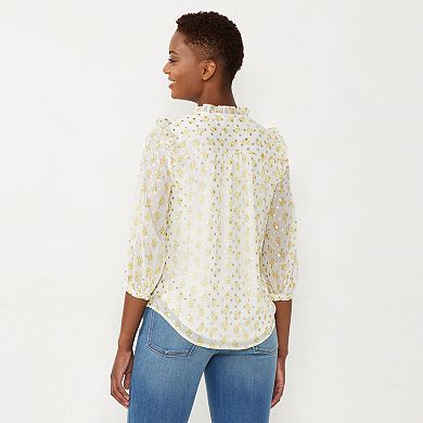 Women's LC Lauren Conrad Button Front Ruffle Blouse