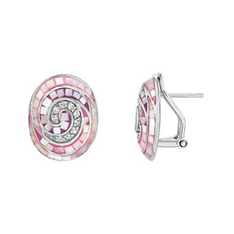 Sterling Silver Mother-of-Pearl Mosaic Swirl Earrings