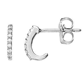 Simply Vera Vera Wang Sterling Silver 1/10 Carat T.W. Diamond J-Hoop Earrings