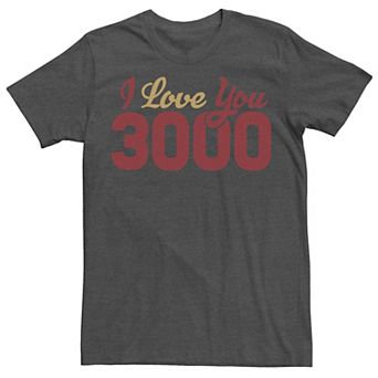 Big & Tall Marvel Avengers Endgame Iron Man I Love You 3000 Quote Bold Tee