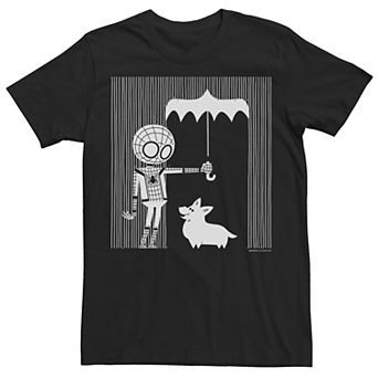 Big & Tall Marvel Spider-Man Far From Home Corgi In The Rain All White Tee