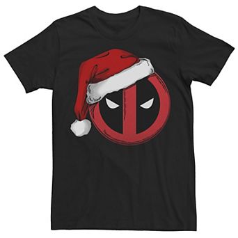 Big & Tall Marvel Deadpool Icon Santa Hat Christmas Tee