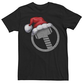 Big & Tall Marvel Thor Hammer Icon Santa Hat Holiday Tee