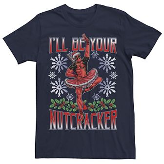 Big & Tall Marvel Deadpool Nutcracker Ballerina Santa Holiday Tee