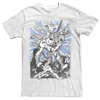 Big & Tall Marvel Avengers Kanji Group Shot Spider-Man Tee