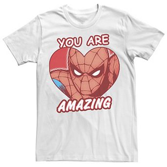 Big & Tall Marvel Spider Man Amazing Heart Valentines Day Comic Tee