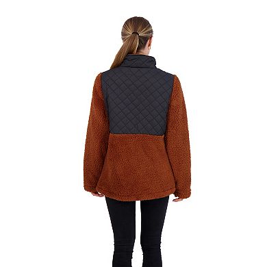 Juniors' madden girl Cozy Mixed-Media Fleece Jacket