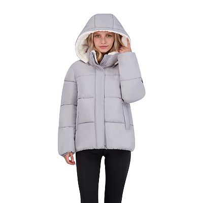 Juniors madden girl Sherpa Hood Puffer Jacket