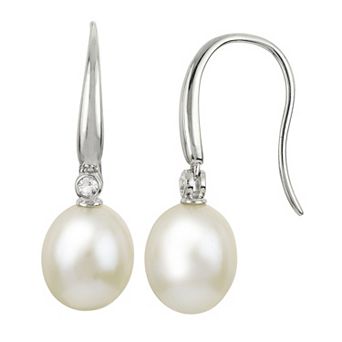 PearLustre by Imperial Sterling Silver Freshwater Cultured Pearl & Cubic Zirconia Drop Earrings