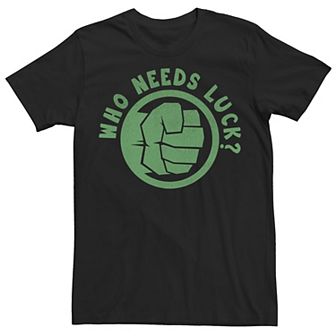 Big & Tall Marvel St. Patrick's Day Hulk "Who Needs Luck?" Tee