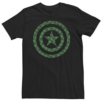 Big & Tall Marvel St. Patrick's Day Captain America Plaid Logo Tee