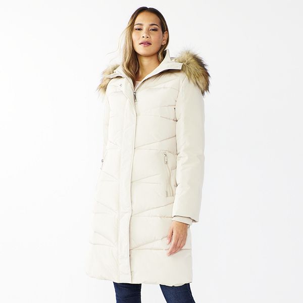 Women's Nine West Storm Weather Faux-Fur Hood Puffer Coat