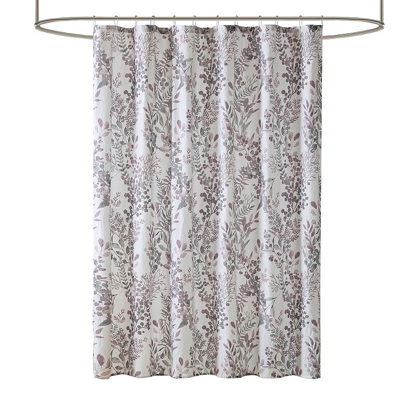 Madison Park Felicity Printed Shower Curtain, White, 72X72