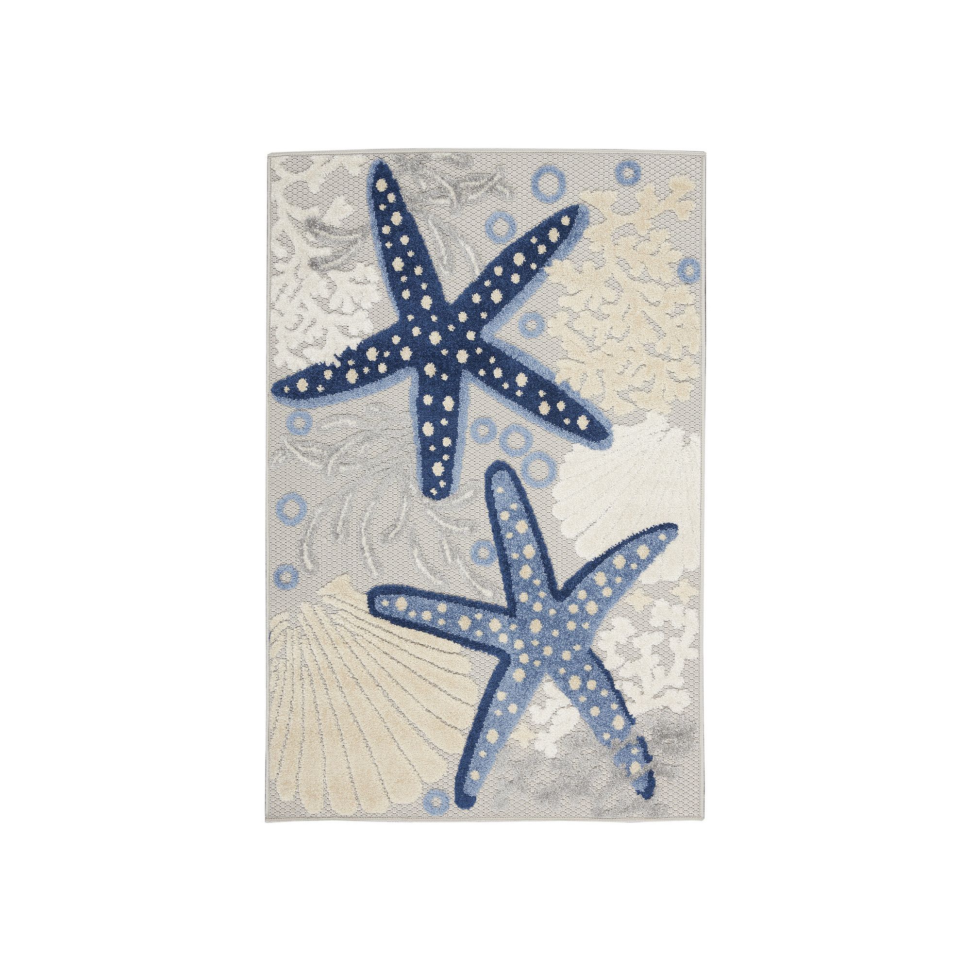 Nourison Aloha Nautical Indoor Outdoor Rug, Blue Gray