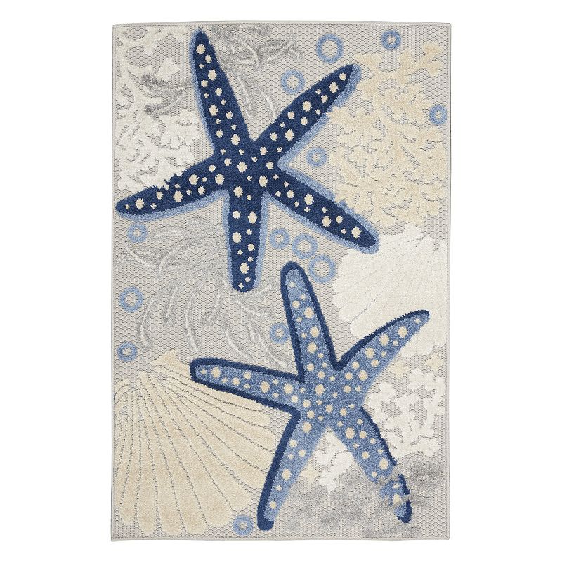 Nourison Aloha Nautical Indoor Outdoor Rug, Multicolor, 8Ft Rnd