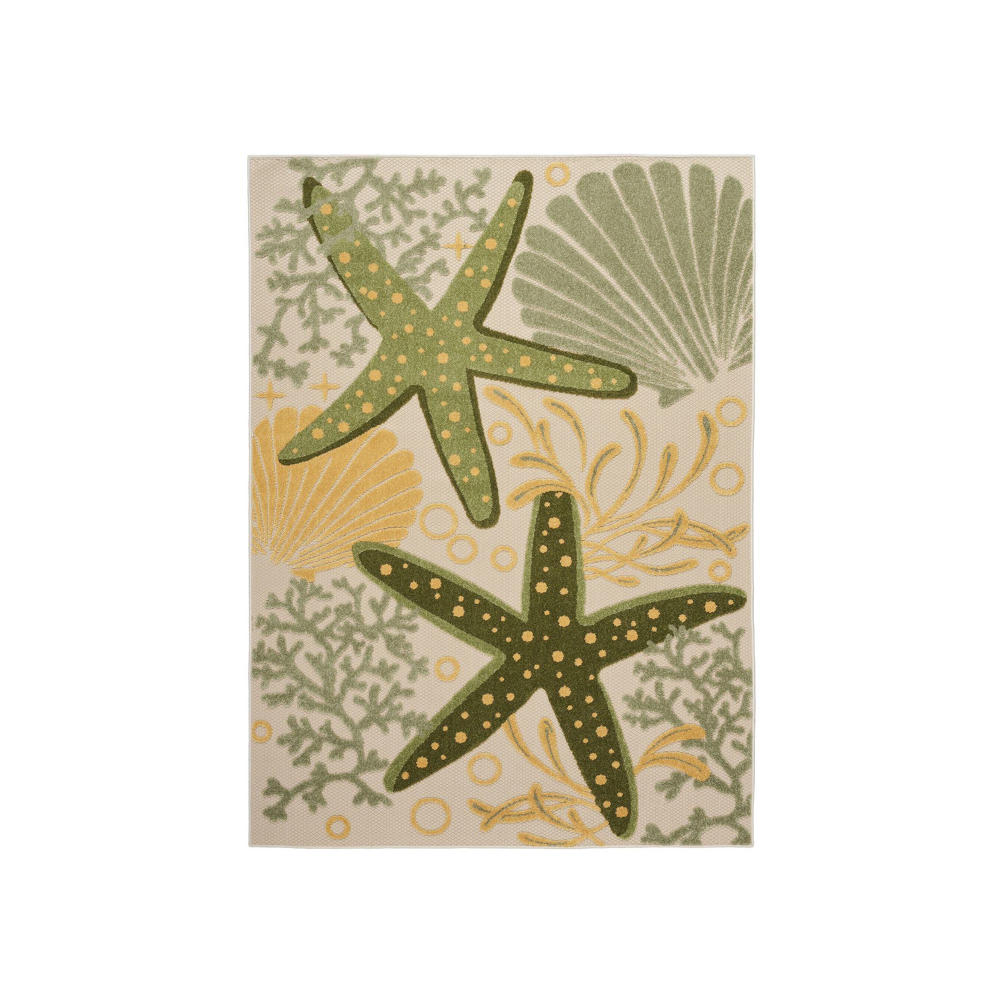Nourison Aloha Nautical Indoor Outdoor Rug, Green Yellow