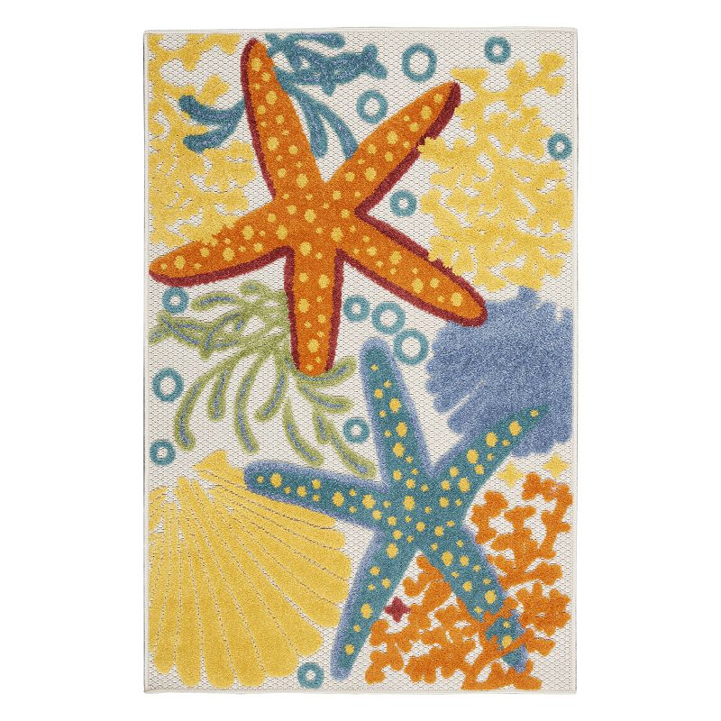 Nourison Aloha Nautical Indoor Outdoor Rug, Multicolor, 8X10.5 Ft