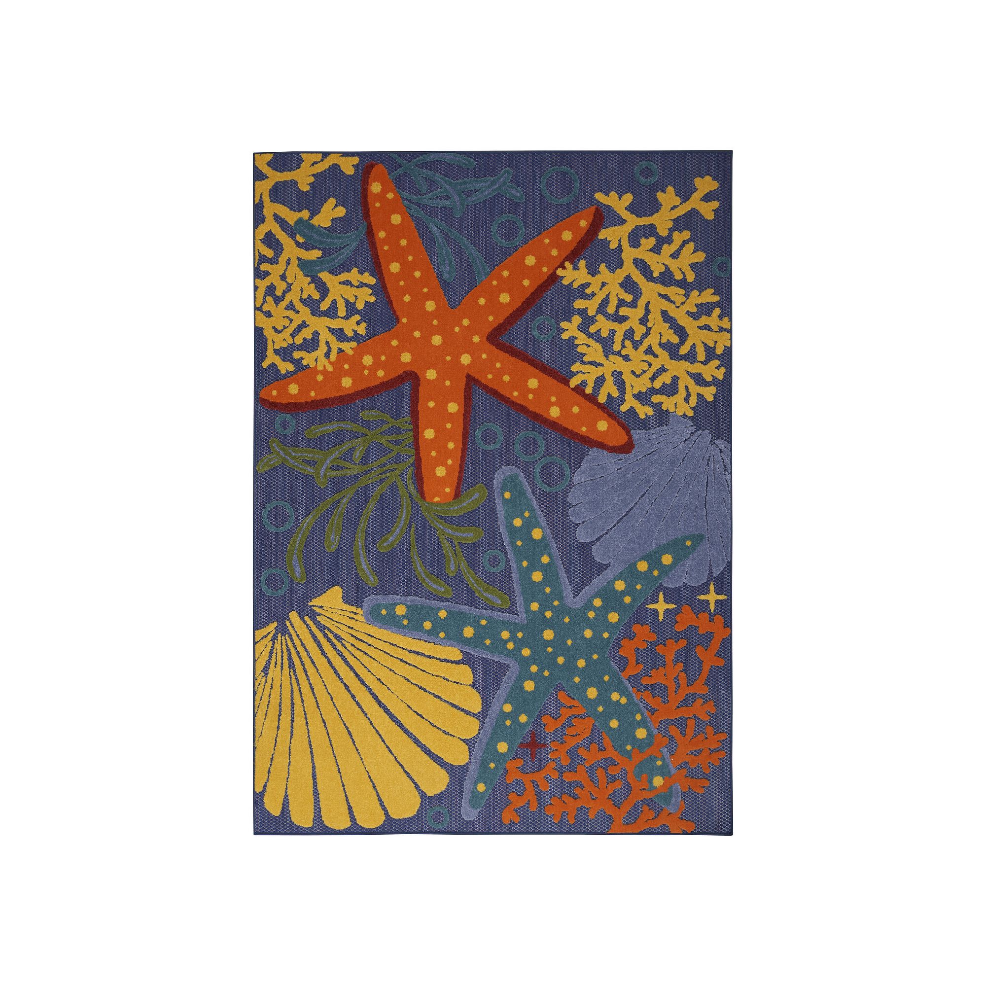 Nourison Aloha Nautical Indoor Outdoor Rug, Blue Teamcolor