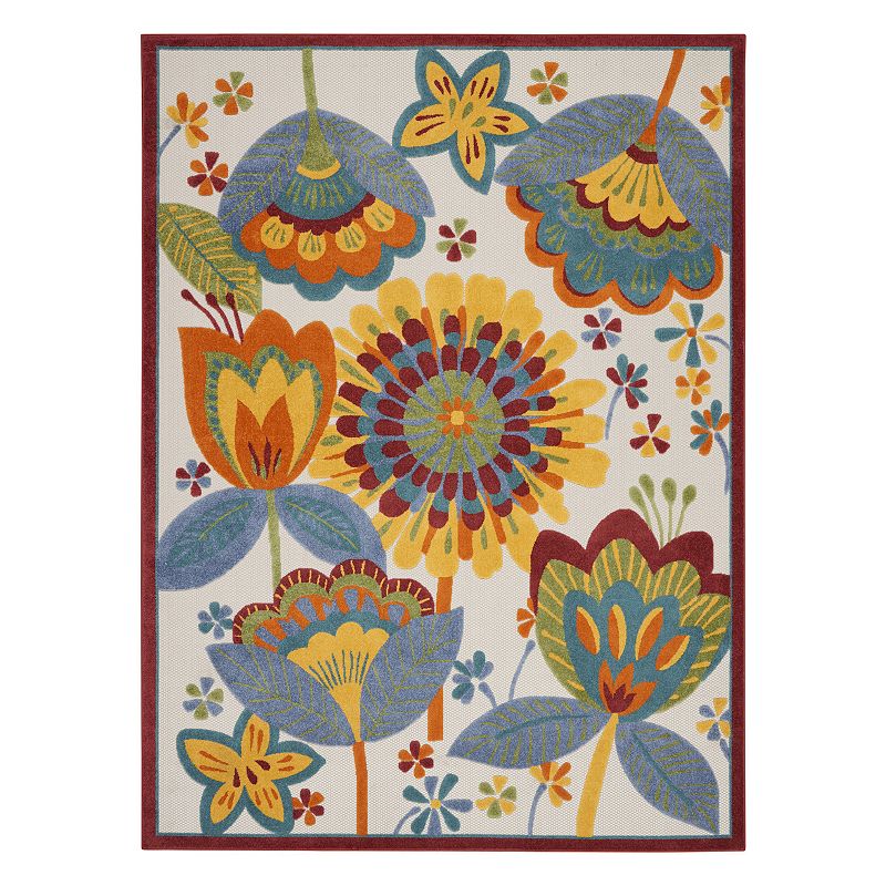 Nourison Aloha Garden Delight Indoor Outdoor Rug, Multicolor, 7X10 Ft