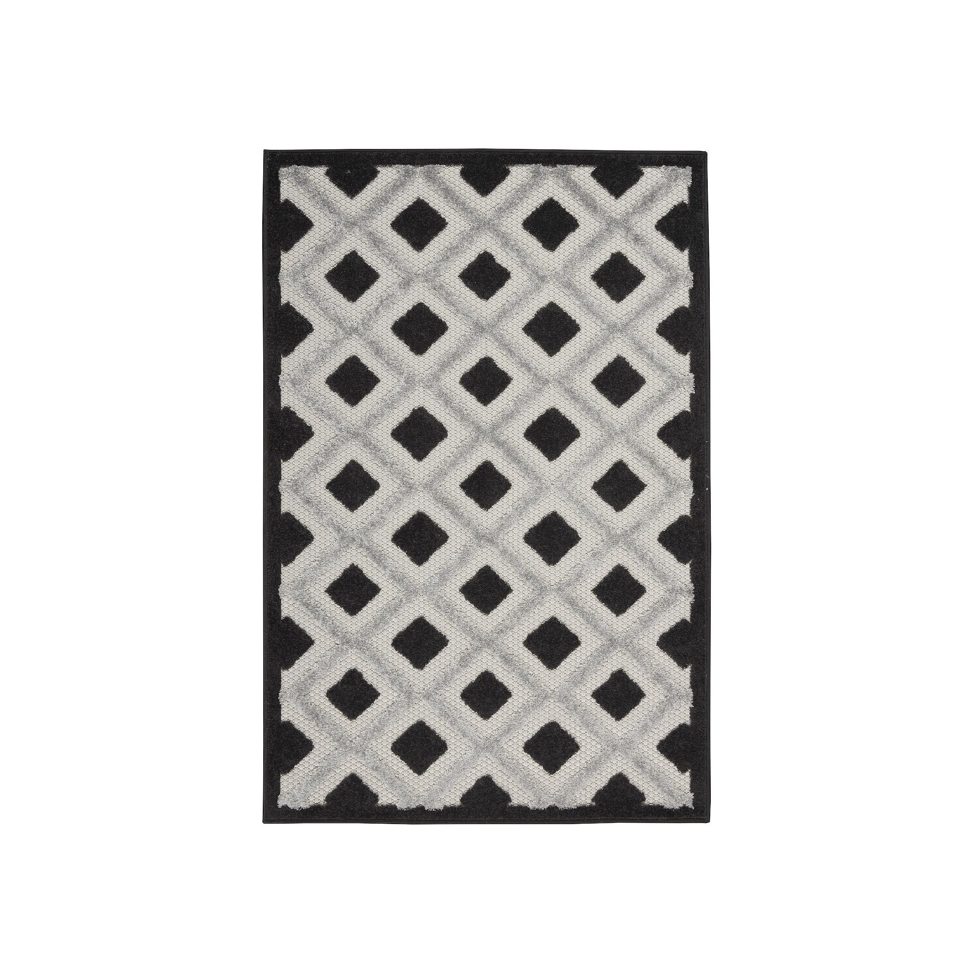 Nourison Aloha Geometric Indoor Outdoor Rug, Black White