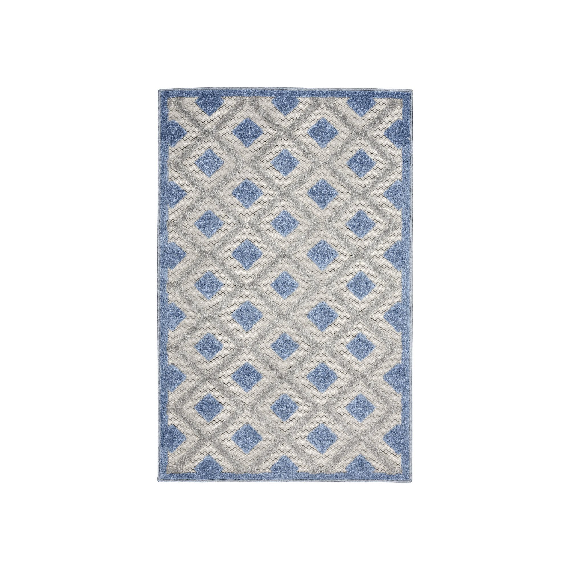 Nourison Aloha Geometric Indoor Outdoor Rug, Blue Gray