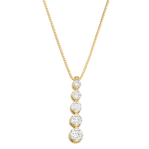 Sirena Collection 14k Gold 1/3 Carat T.W. Diamond 5-Stone Pendant Necklace