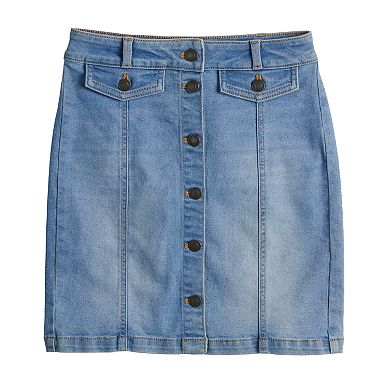 Juniors' SO® Button Front Mini Skirt