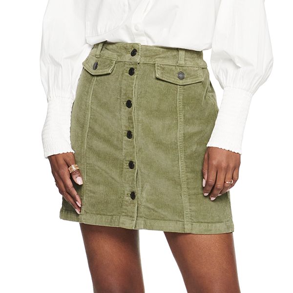 Juniors button shop down skirt