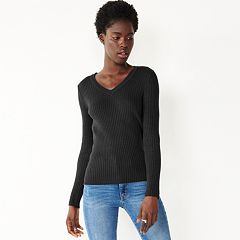 Black v neck online sweatshirt womens