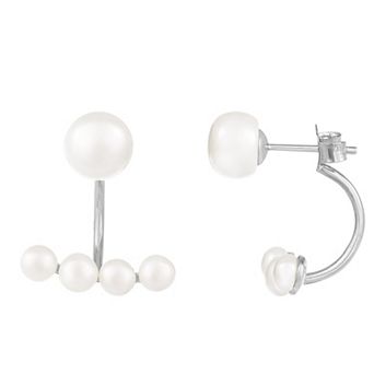 Splendid Pearls Sterling Silver Freshwater Cultured Pearl Front-Back Earrings
