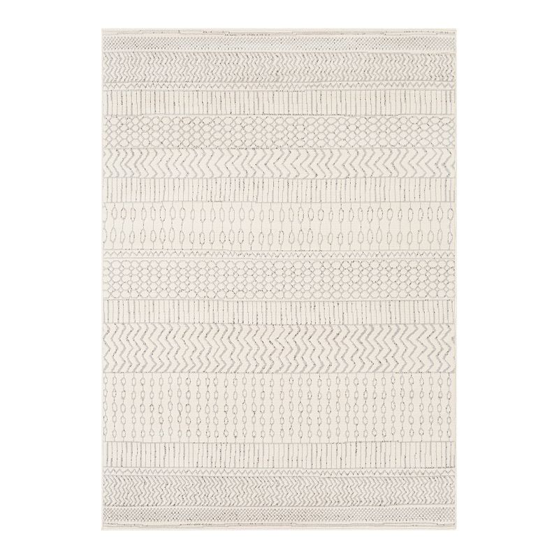 Surya Pisa PSS-2301 94 x 120  Rectangle Fabric Rug in Off White/Gray/Charcoal