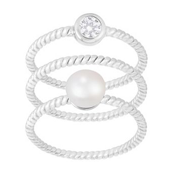 Splendid Pearls Sterling Silver Freshwater Cultured Pearl Ring