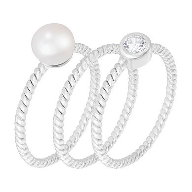 Splendid Pearls Sterling Silver Freshwater Cultured Pearl Ring