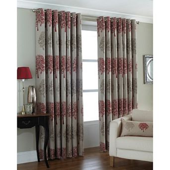 Riva Home Oakdale Tree Design Eyelet Curtains (46 x 54 in (117 x 137cm))