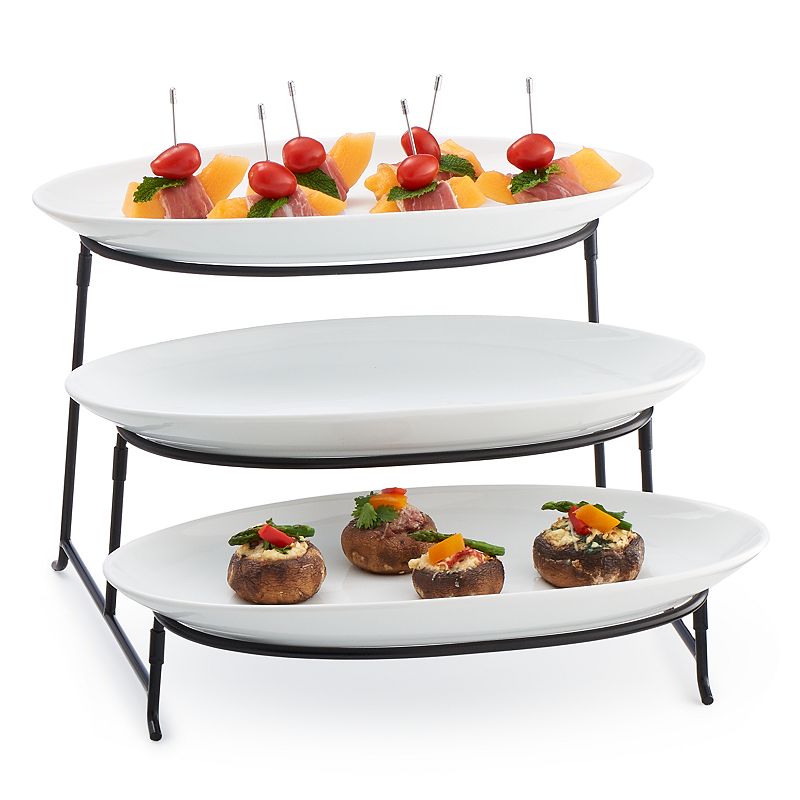 Food Network 3-Tier Plate Server, White, 3 Piece