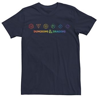 Big & Tall Dungeons And Dragons Dice Rainbow Gradient Tee