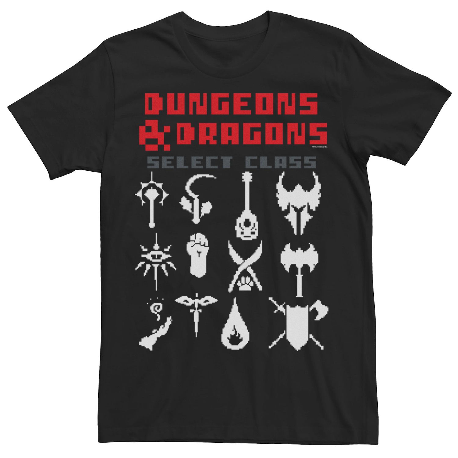 Image for Licensed Character Big & Tall Dungeons & Dragons Select Class 8-Bit Logos Tee at Kohl's.