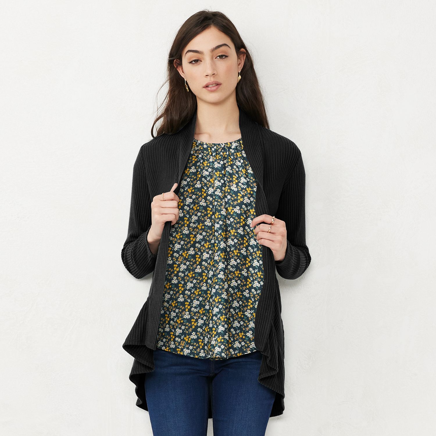 Image for LC Lauren Conrad Women's Tiered Open-Front Cardigan at Kohl's.