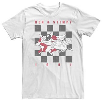 Big & Tall Nickelodeon Ren And Stimpy 91' Checkers Board Logo Tee