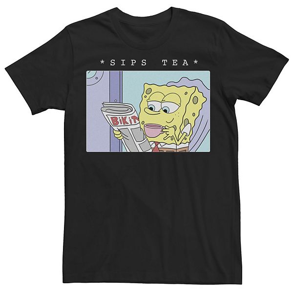 Big & Tall SpongeBob SquarePants Sips Tea Meme Tee