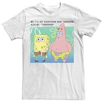 Big & Tall SpongeBob SquarePants I'll Get Everything Done Tomorrow Tee